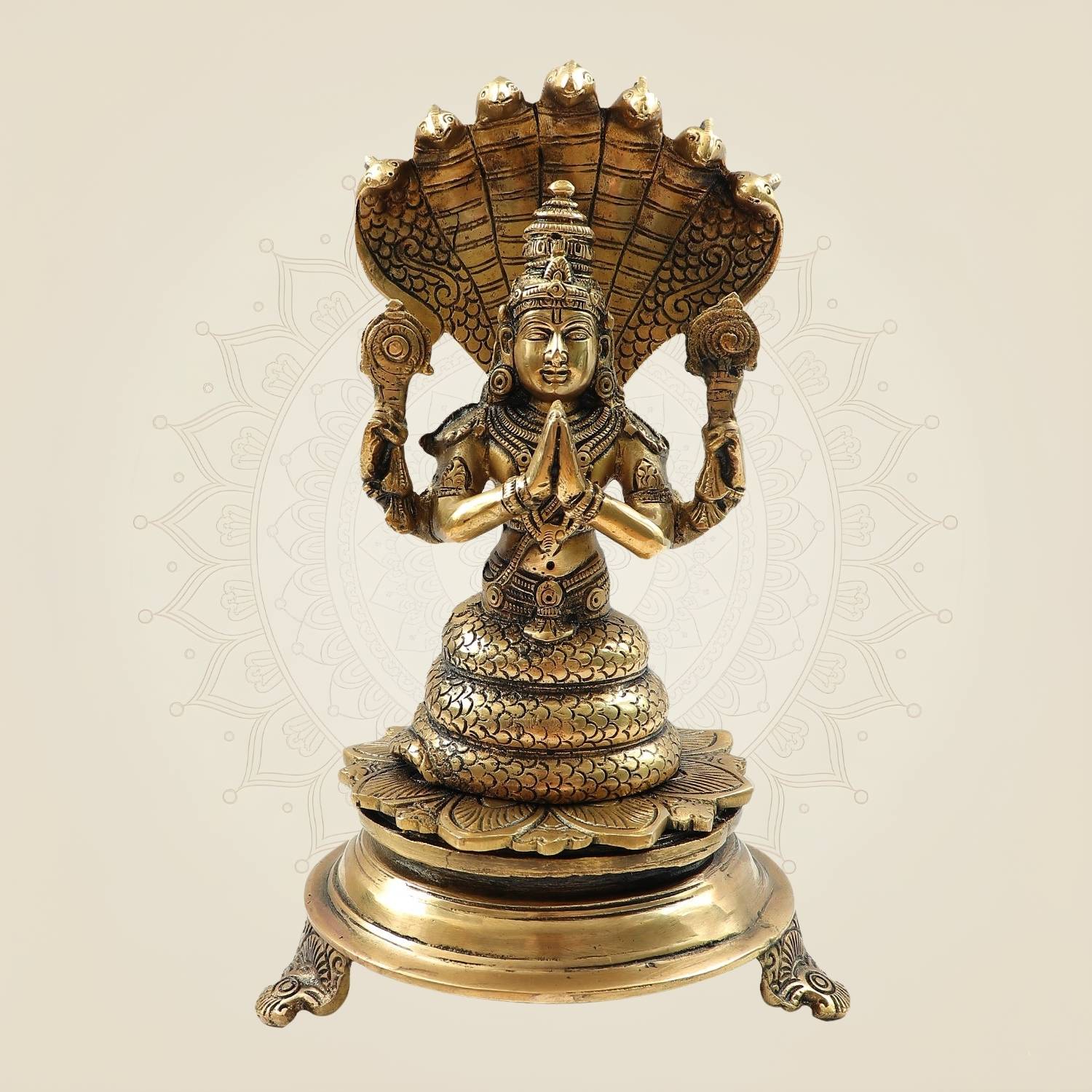 Handcrafted Brass Patanjali Idol 11"– Maharishi & Yoga Master Statue for Puja