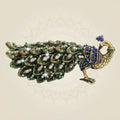 2" Brass Peacock Showpiece Featuring Multicolour Rich Stone Detailing - Luxeartisanship