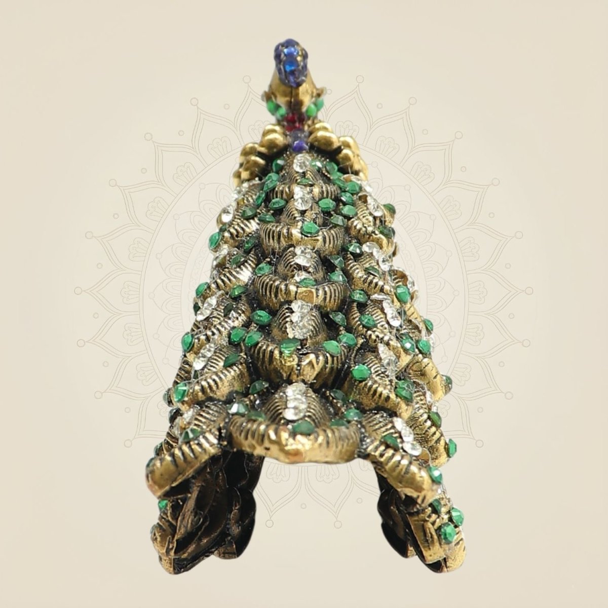 2" Brass Peacock Showpiece Featuring Multicolour Rich Stone Detailing - Luxeartisanship