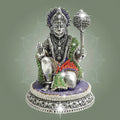 5-Inch Silver Plated Hanuman Brass Idol in Kneeling Form with Sparkling Stone Work