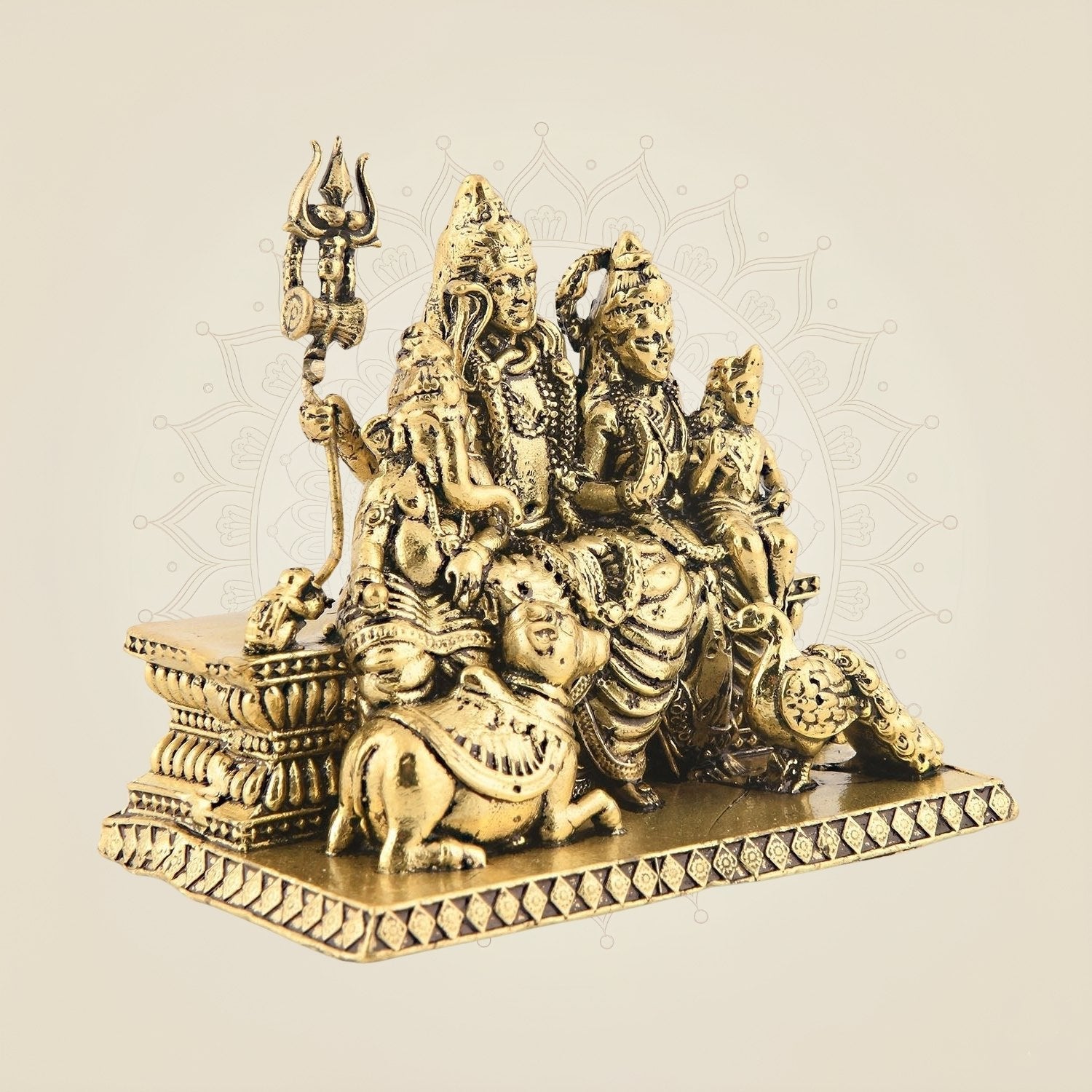 Miniature Shiv Parivar Idol in Superfine Brass – 1.75″ Family Murti