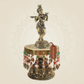 Brass Krishna with Flute on Chowki 8.5"– Graceful Symbol