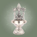 Laxmi Balaji Diya 5.5" – Handcrafted Silver Finish Brass Lamp for Pooja Decor