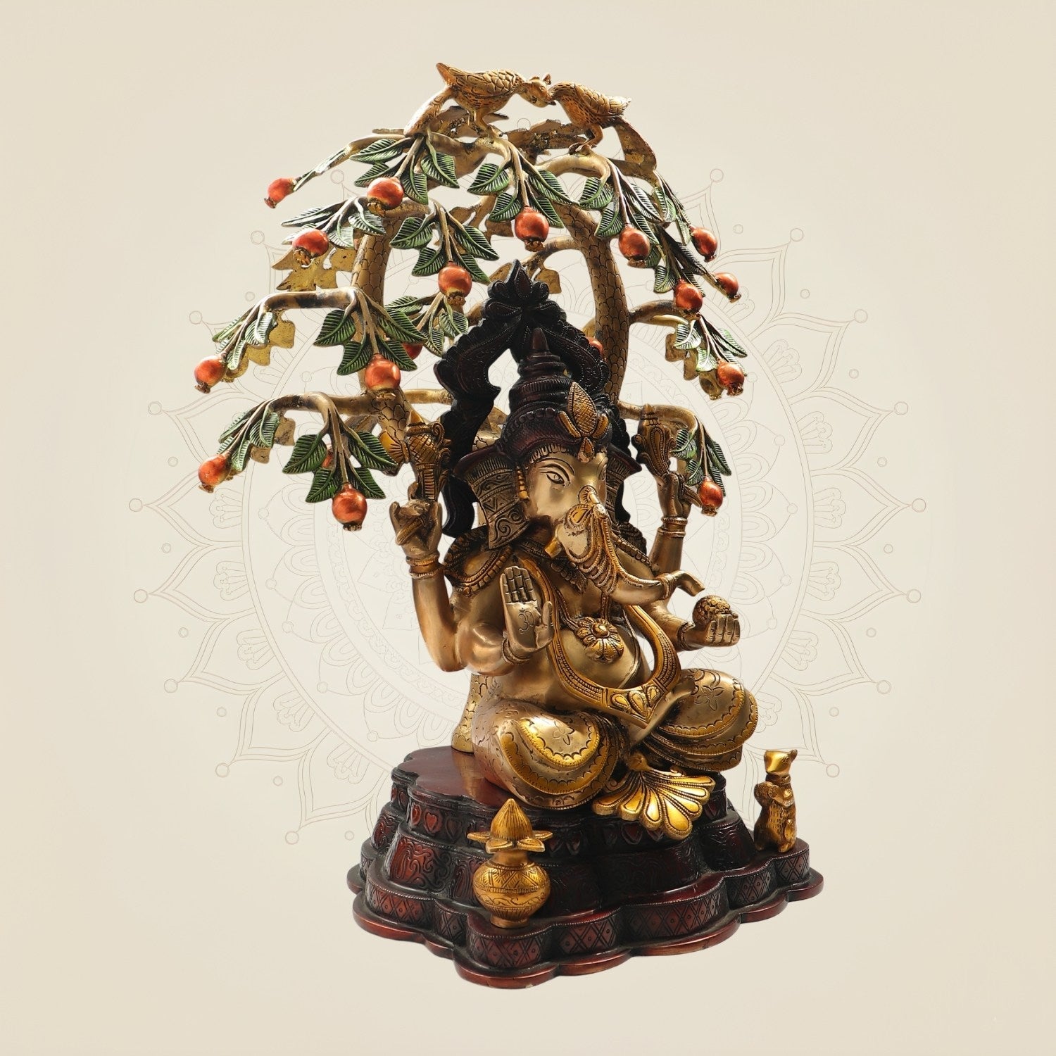Brass Ganesha Under the Tree Murti