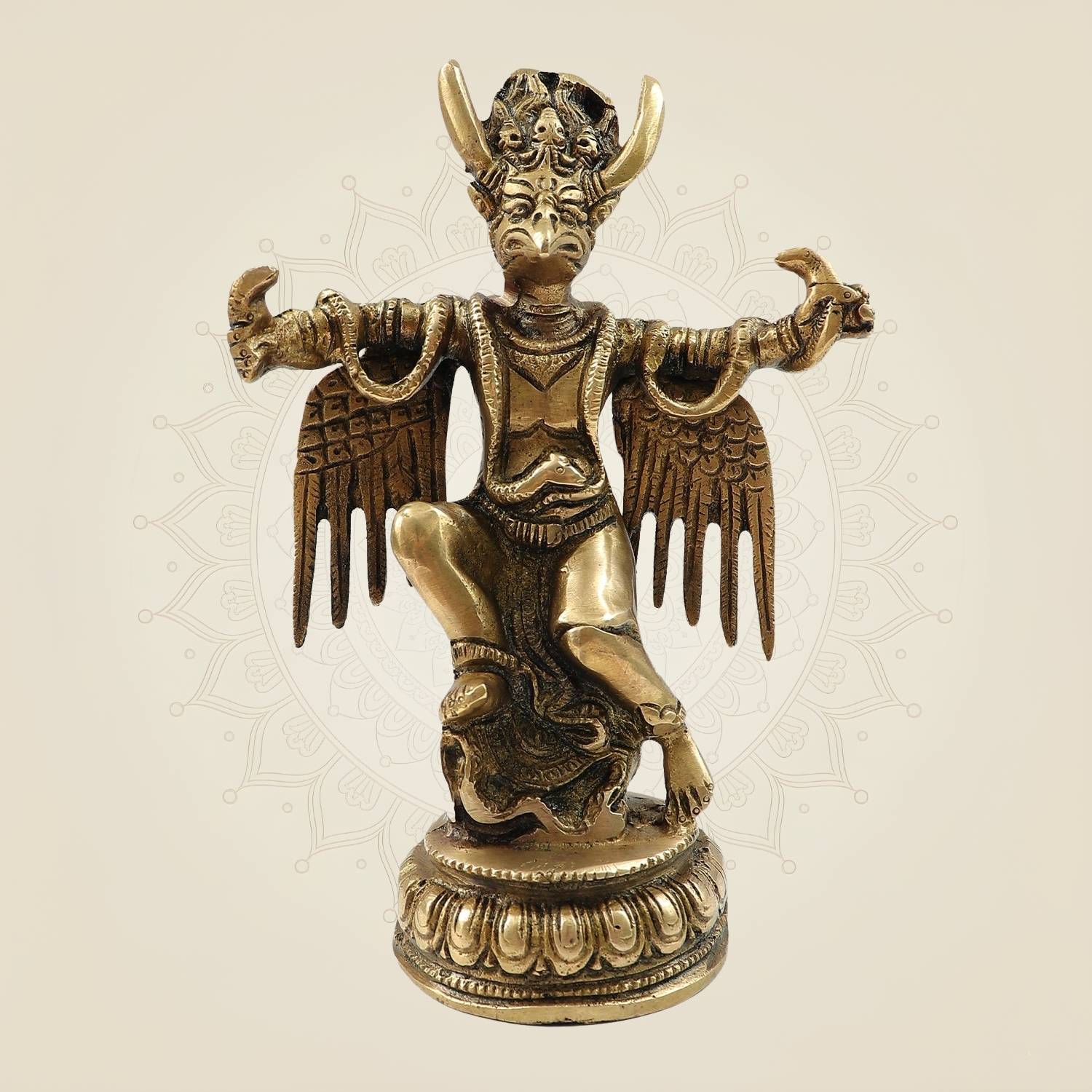 Sacred Brass Garuda Idol – Vishnu’s Vahan Statue for Temple & Home Décor - 8"
