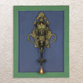 Divine Decor Wall Frame with Brass Ganesha Diya & Bell 18"• Antique Vastu Decor for Home