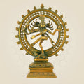 Golden Nataraja Brass Idol – 11" Lord Shiva Dancing on Apasmara