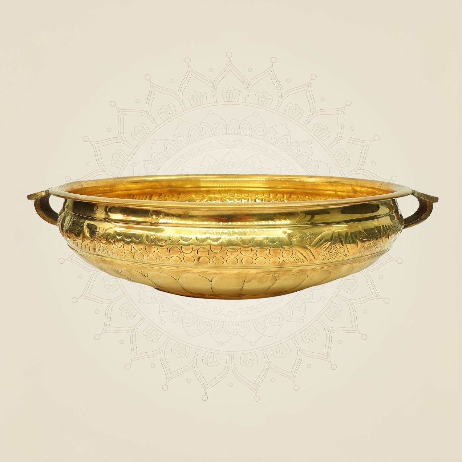 Handmade Brass Urli Bowl with Handles | Flower Decoration & Pooja Decor