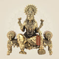 Lakshmi Ji Idol on Singhasan 4.25"– Handcrafted Pure Brass Murti