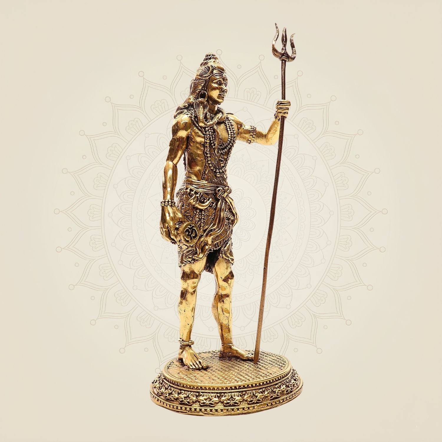 Brass Shiva Idol Standing Pose with Trishul • Divine 7.5" Shiv Murti