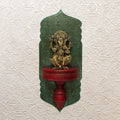 Brass Ganesha Idol with Graceful Wood-crafted Stand- 17"