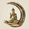 Meditating Moon Buddha Brass Statue 6.25" for Home & Office Decor