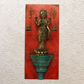 Goddess Lakshmi with Bells Brass Idol 18" - Hand-Painted Wall Frame Decor