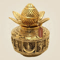 Handcrafted Brass Kalash with Coconut & Lotus 7.75"– Auspicious Pooja Decor