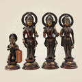 Antique Polish Brass Ram Darbar Idol Set | Rama Sita Lakshman Hanuman Murti 12.5" for Temple & Home Decor