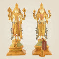 Laxmi Narayan Idol Pair – 14.5" Multicolor Mud Finish Brass Statues