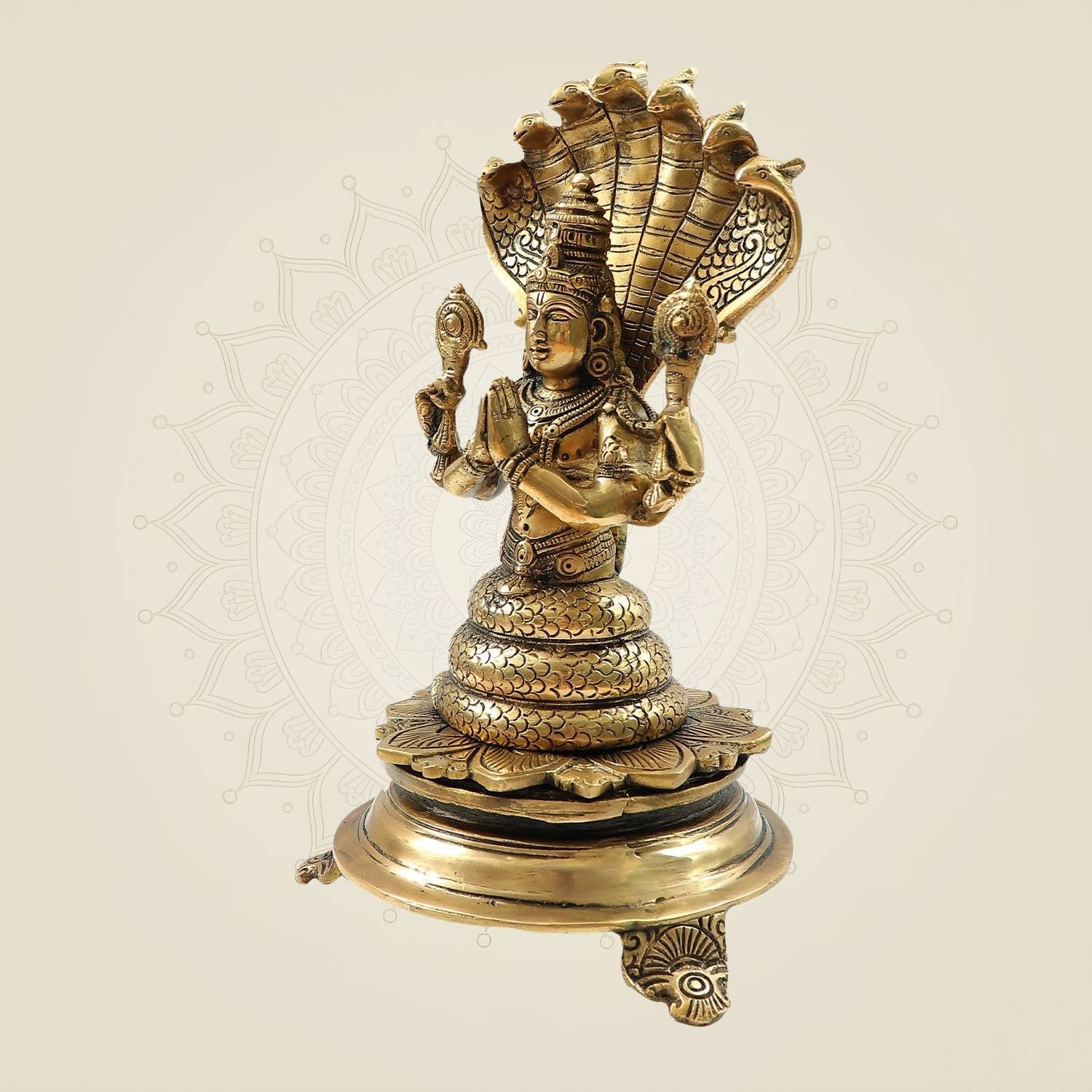 Handcrafted Brass Patanjali Idol 11"– Maharishi & Yoga Master Statue for Puja
