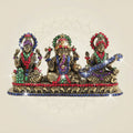 3" Brass Lakshmi Ganesha Saraswati Idol Featuring Vibrant Coloured Stone Work - Luxeartisanship