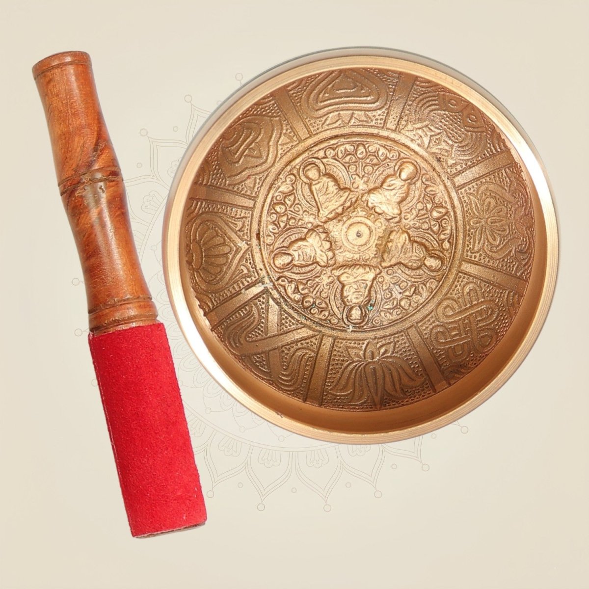 3" Brass Tibetan Healing Sound Meditation Bowl Set with Cushion - Luxeartisanship