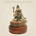 3 Inch Shiva Idol Blessing Pose on Round Wooden Base for Pooja - Luxeartisanship