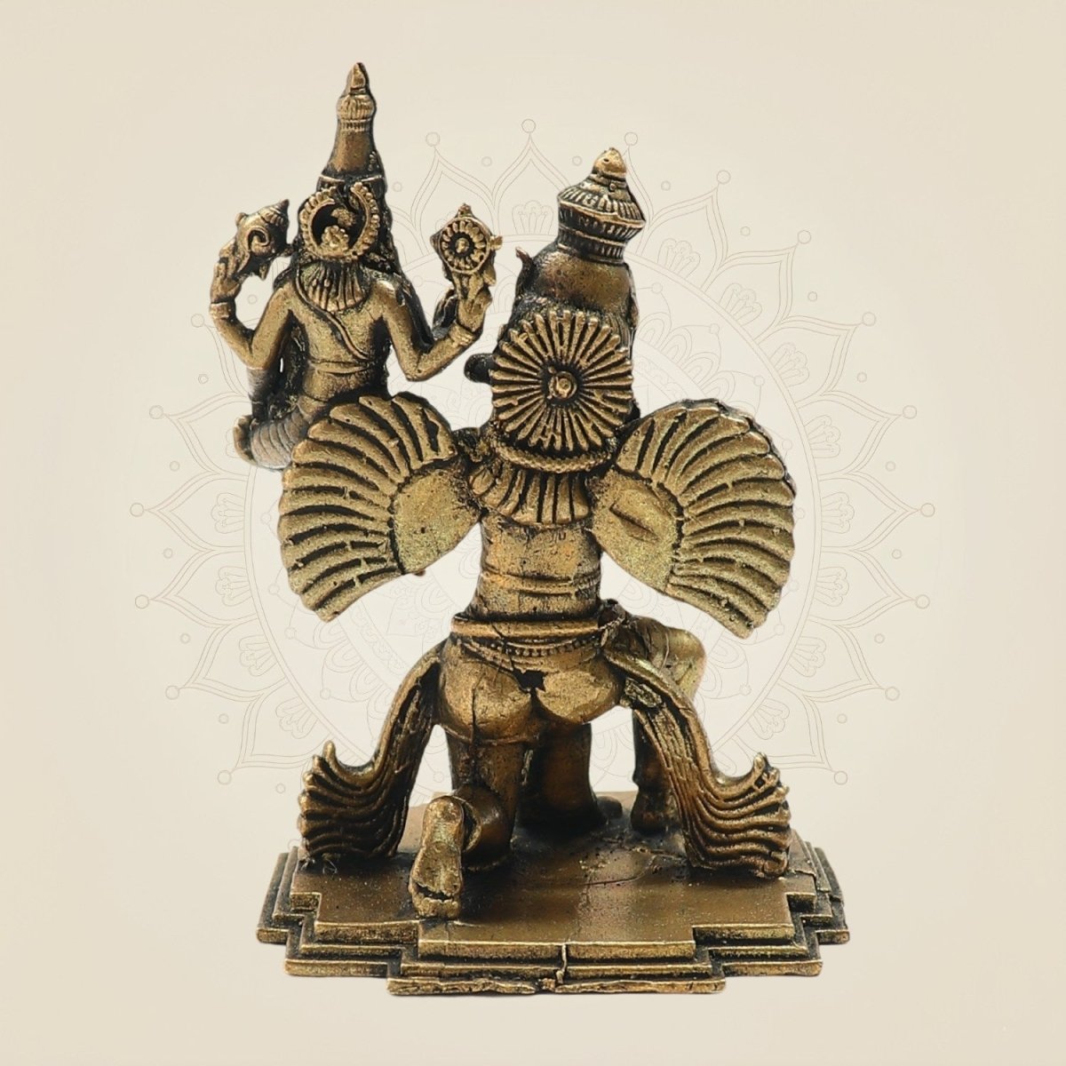 Panchaloha Vishnu–Lakshmi on Garuda Bronze Idol - Luxeartisanship