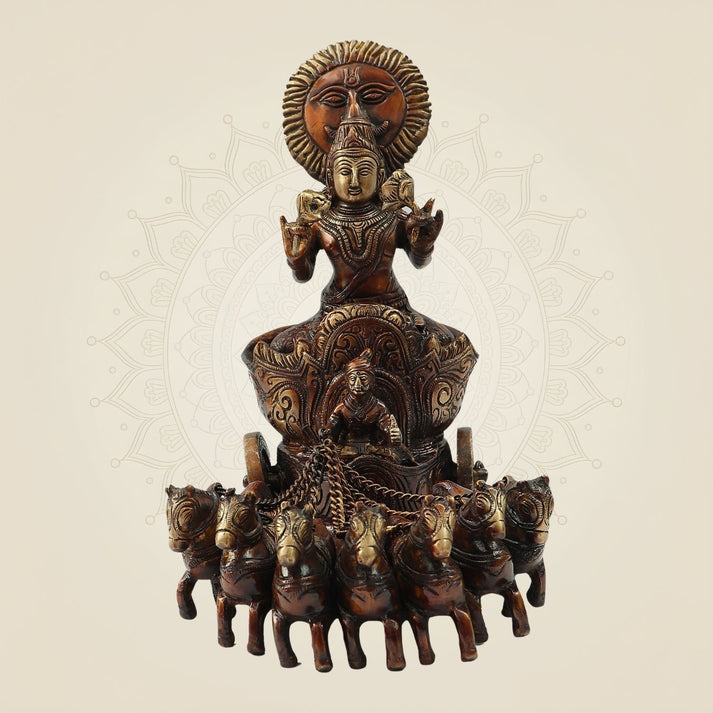Brass Surya Rath Idol | Sacred Sun God Decor Piece – Luxeartisanship
