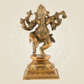 Dancing Ganesha Brass Idol 9.5" | Handcrafted Showpiece for Home, Office & Gifting