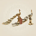 Brass Peacock Bird Sculpture with Textured Tree Trunk Base