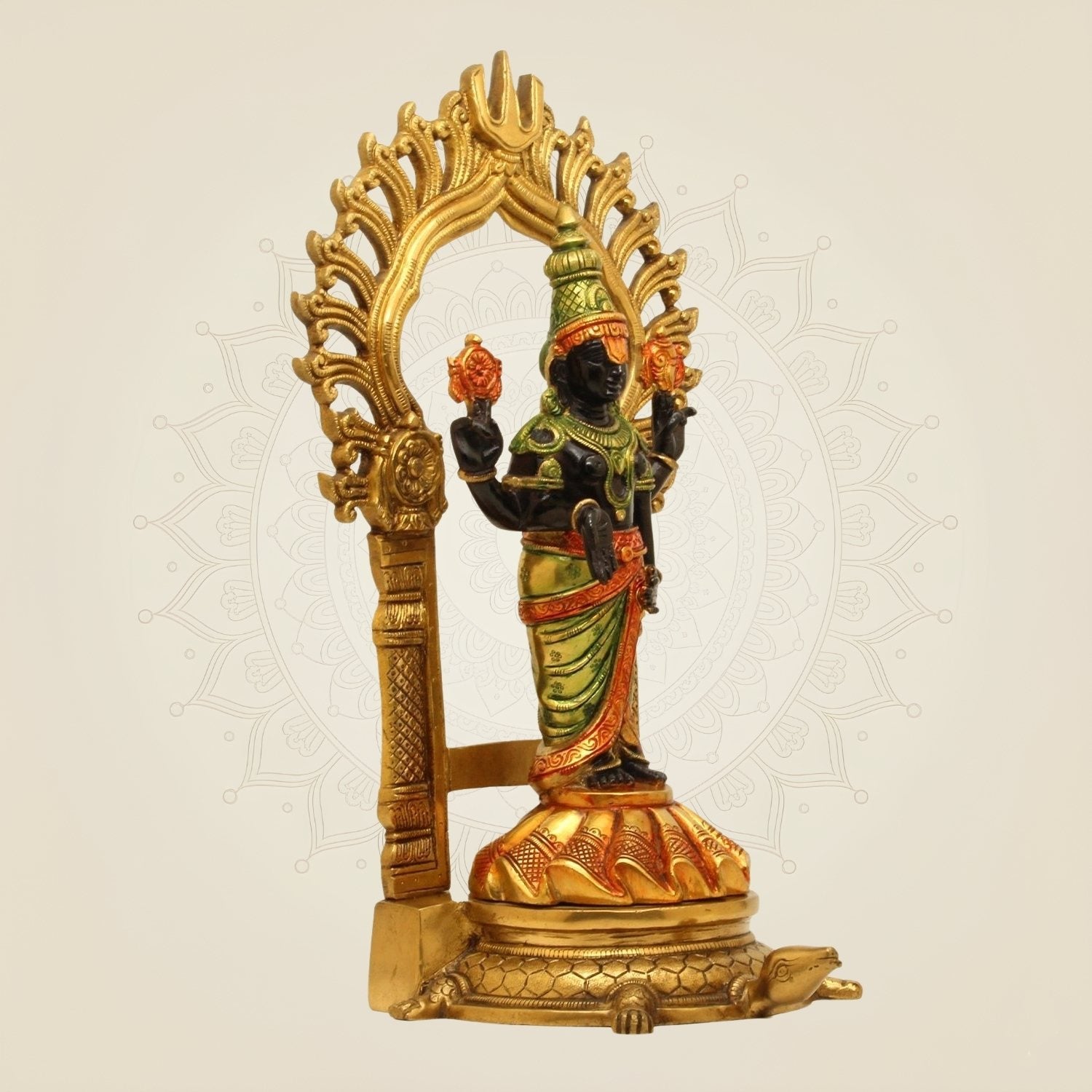 Large Size 16.75" Brass Balaji Idol – Colorful Venkateswara Murti for Temple