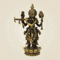 Handcrafted Bronze Krishna Idol – Flute Playing Murti for Mandir - 4"