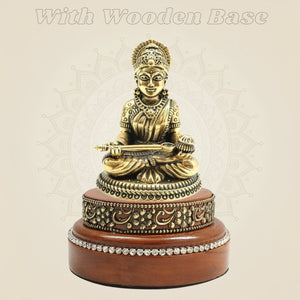 Annapurna Brass Idol on a Smooth Round Wood Base