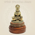 Brass Annapurna Devi Murti on a Smooth Round Wood Base