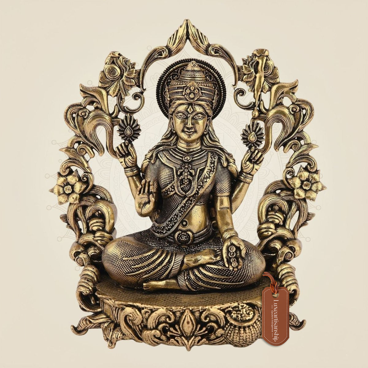 Goddess Laxmi with Darbaar Idol – 3.75" Superfine Brass Statue for Wealth