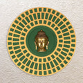 Buddha Face Brass Mask in Handcrafted Wooden Wall Frame 15"• Best for Calm Home Ambience
