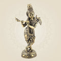 Pure Brass Krishna Playing Flute Idol – Spiritual Decor & Gift Showpiece 6.5