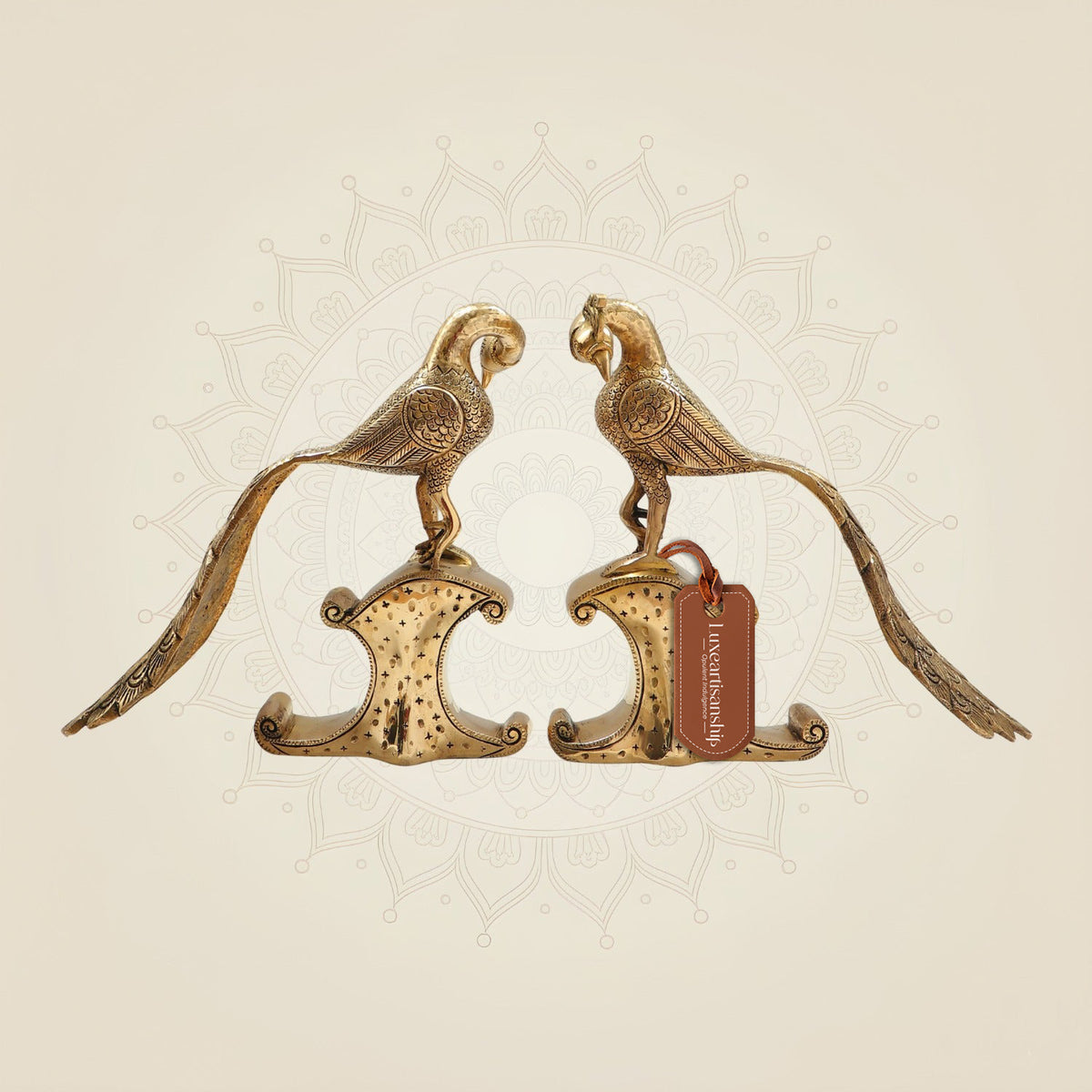 Brass Peacock Set – Decorative Pair for Home and Table Display 10.5"