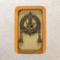 Saraswati Maa Brass Wall Hanging in Wooden Frame with Bells Décor - 9"