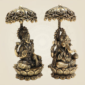 Umbrella Brass Lakshmi Ganesh Idol