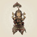 Ganesha with Umbrella – 18.25" Large Handcrafted Brass Idol for Decor