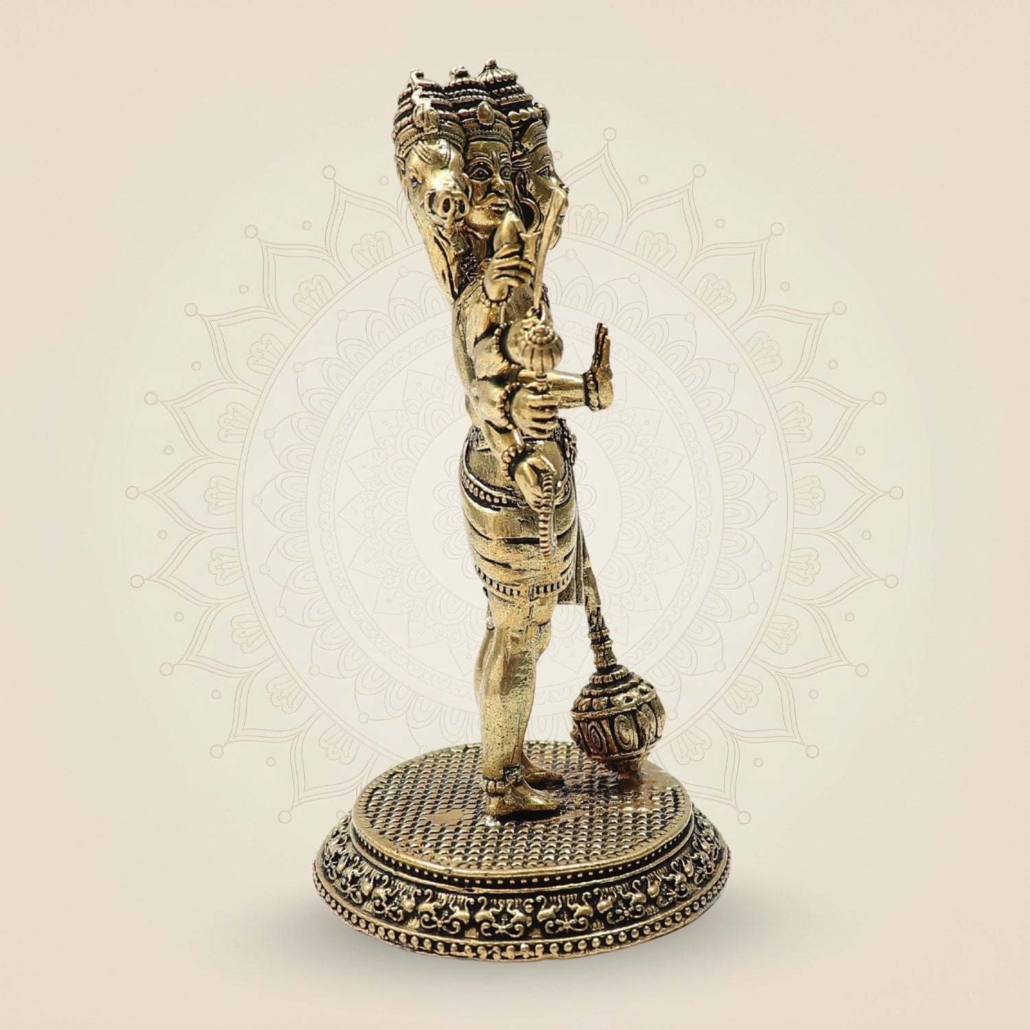 Brass Panchmukhi Hanuman Sculpture -  Luxeartisanship
