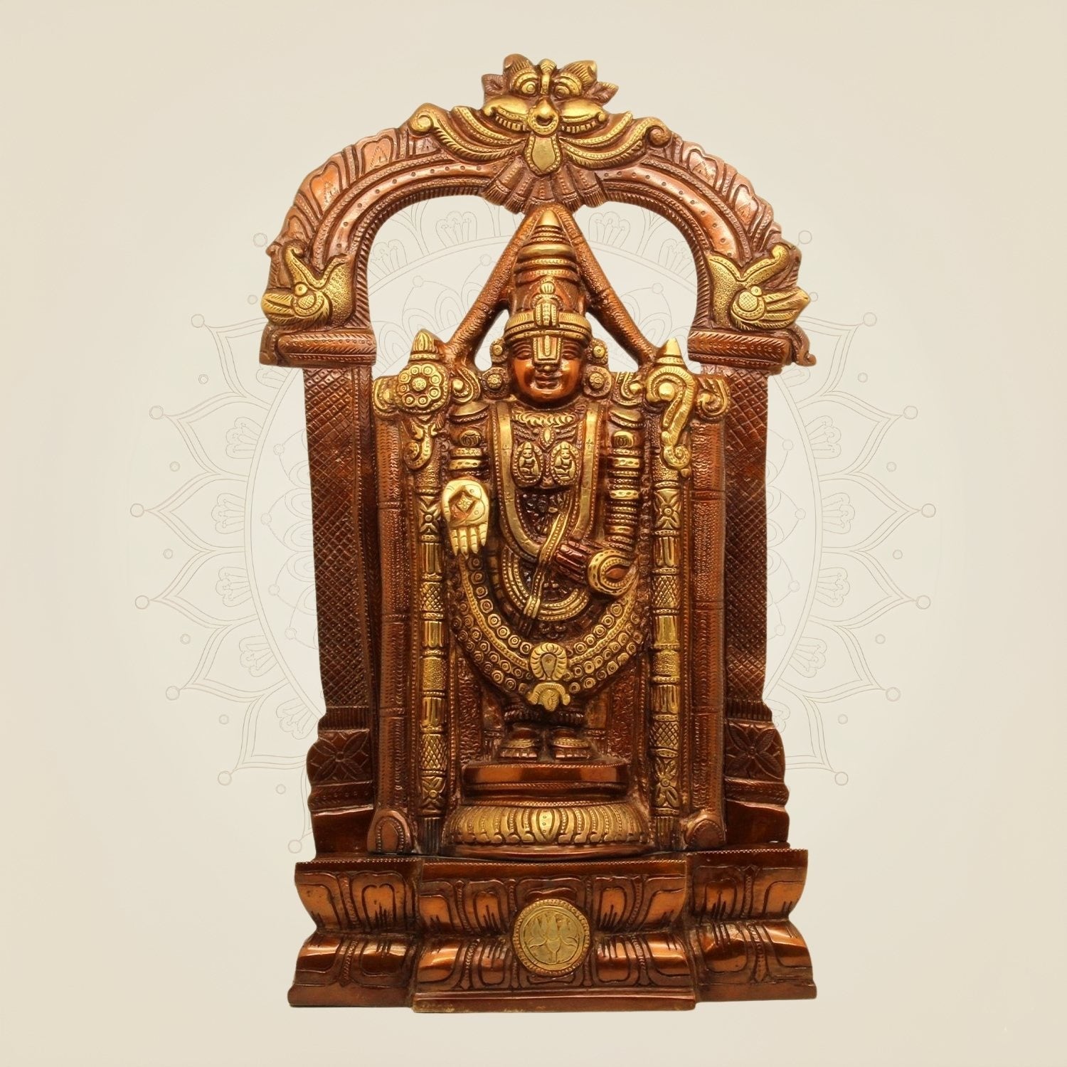 Large Size Brass Venkateswara Idol – South Indian Temple Style Balaji Murti 19"