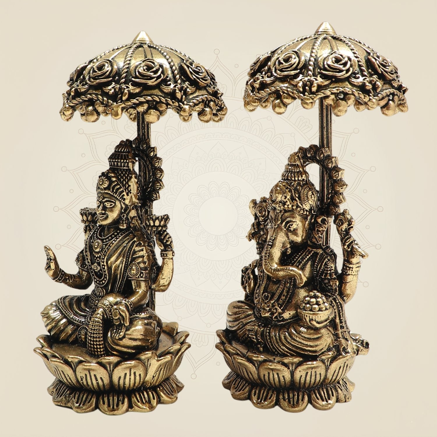 Umbrella Brass Ganesh Laxmi Idol