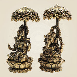 Umbrella Brass Ganesh Laxmi Idol