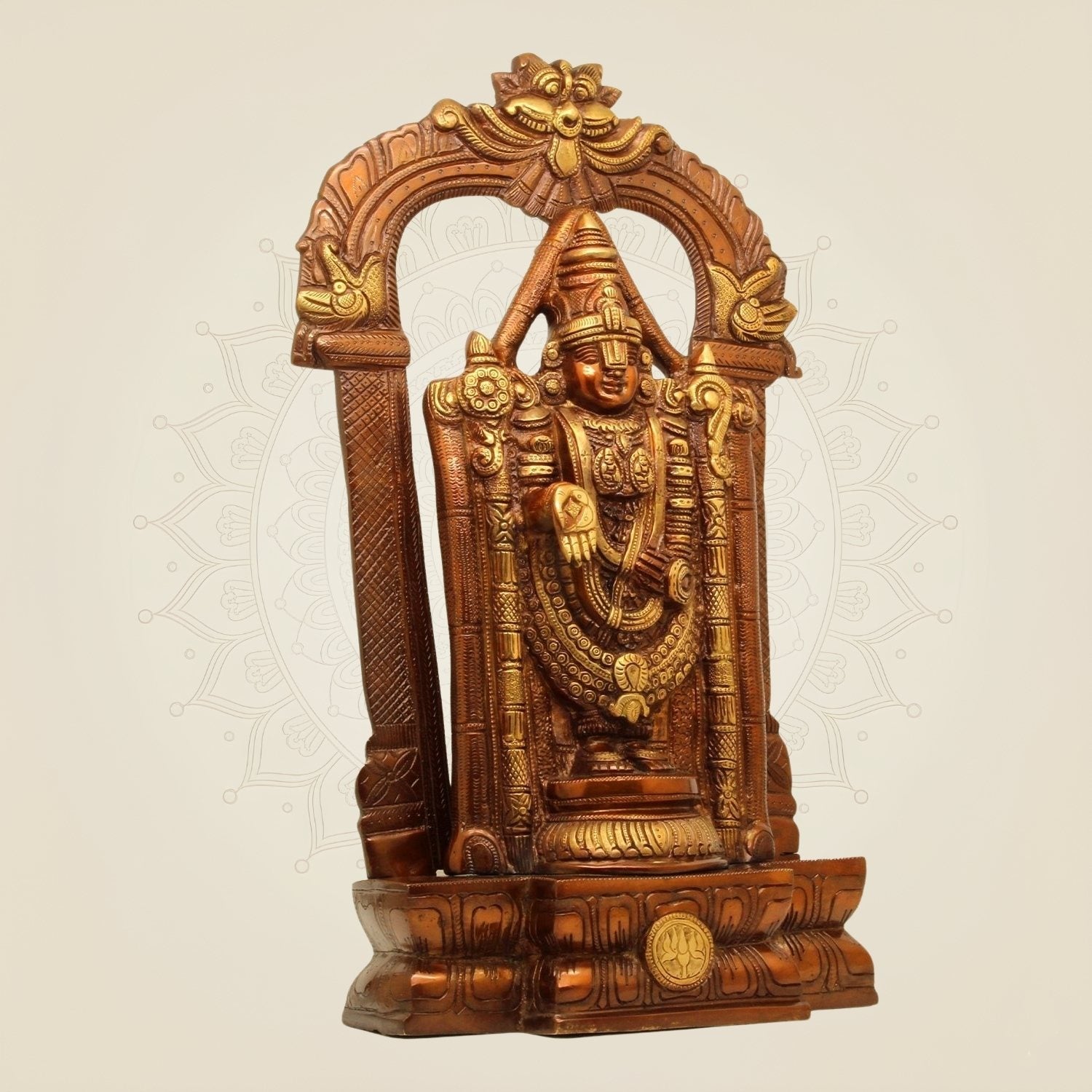 Large Size Brass Venkateswara Idol – South Indian Temple Style Balaji Murti 19"