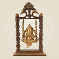 Brass Ganesha Idol on Swing 9" | Decorative Jhula Ganpati for Home, Office & Ritual
