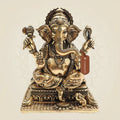 Premium Brass Ganesha on Singhasan Idol 6" with Royal Seating