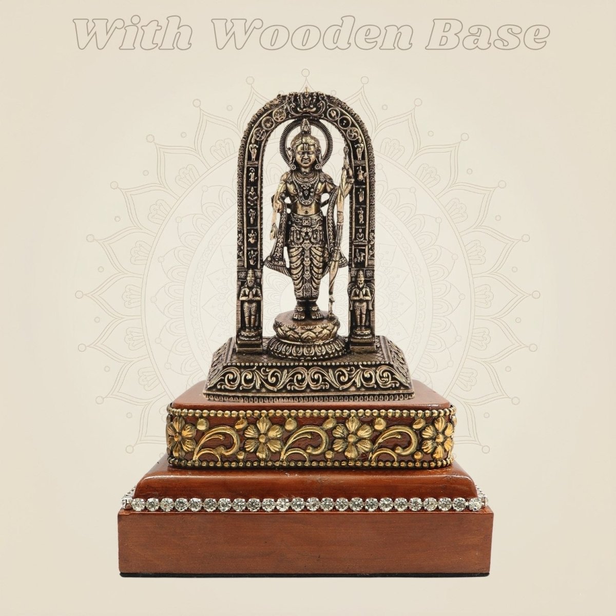 3.75″ Ram Lalla Idol in Brass with Hand Finished Square Wooden Base - Luxeartisanship