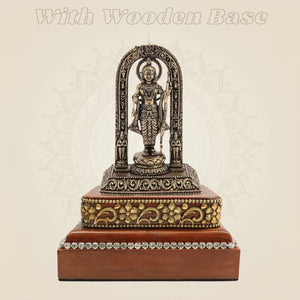 3.75″ Ram Lalla Idol in Brass with Hand Finished Square Wooden Base - Luxeartisanship