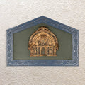 Wooden Wall Frame with Handcrafted Brass Temple Prabhavali - Sacred Home Accent 14"