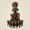 Exquisite Brass Surya Dev Rath Idol with 7 Horses 10.75" Inchs | Sacred Vedic Decor Statue